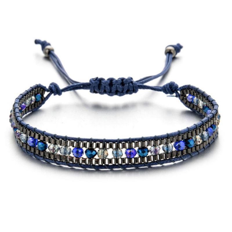 10 Farver Bohemian Crystal Beaded Armbånd Flerlagsreb Teleskopjustering Damearmbånd