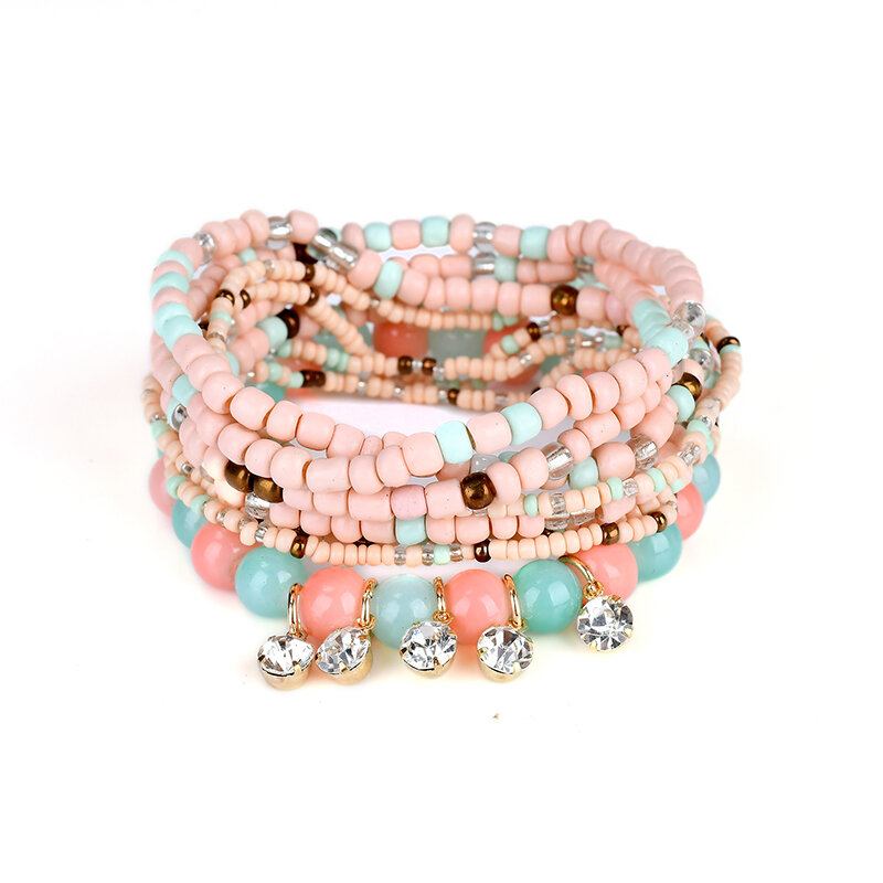 Bohemian Charming Armbånd Beads Rhinestone Flerlagsarmbånd Til Kvinder