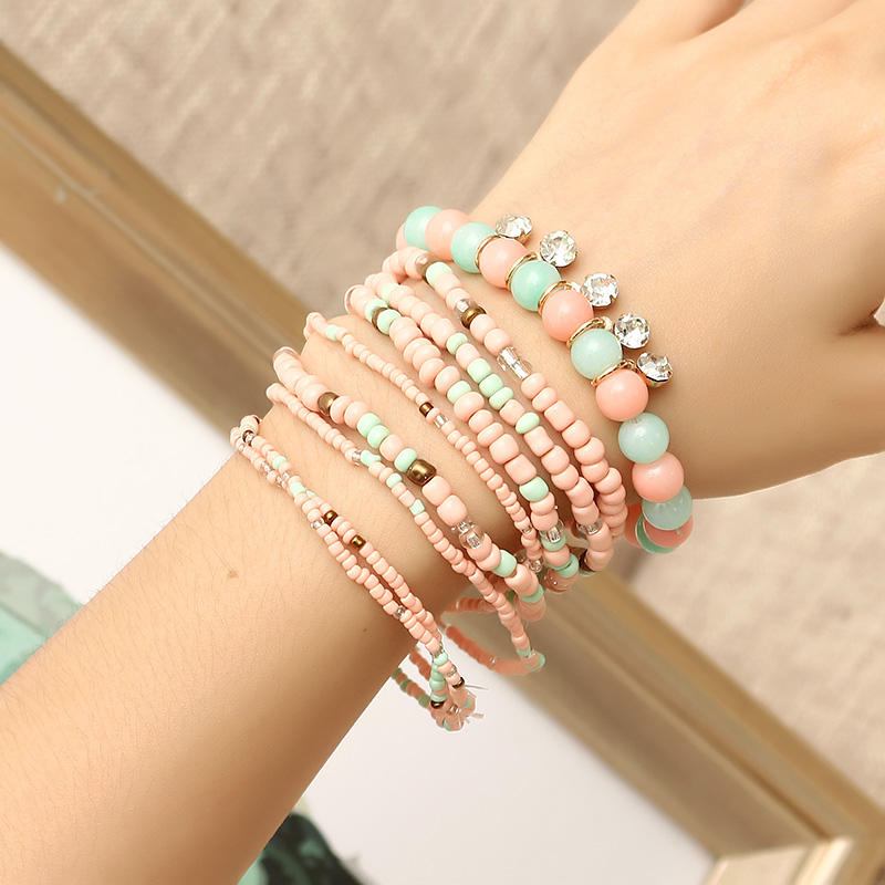 Bohemian Charming Armbånd Beads Rhinestone Flerlagsarmbånd Til Kvinder