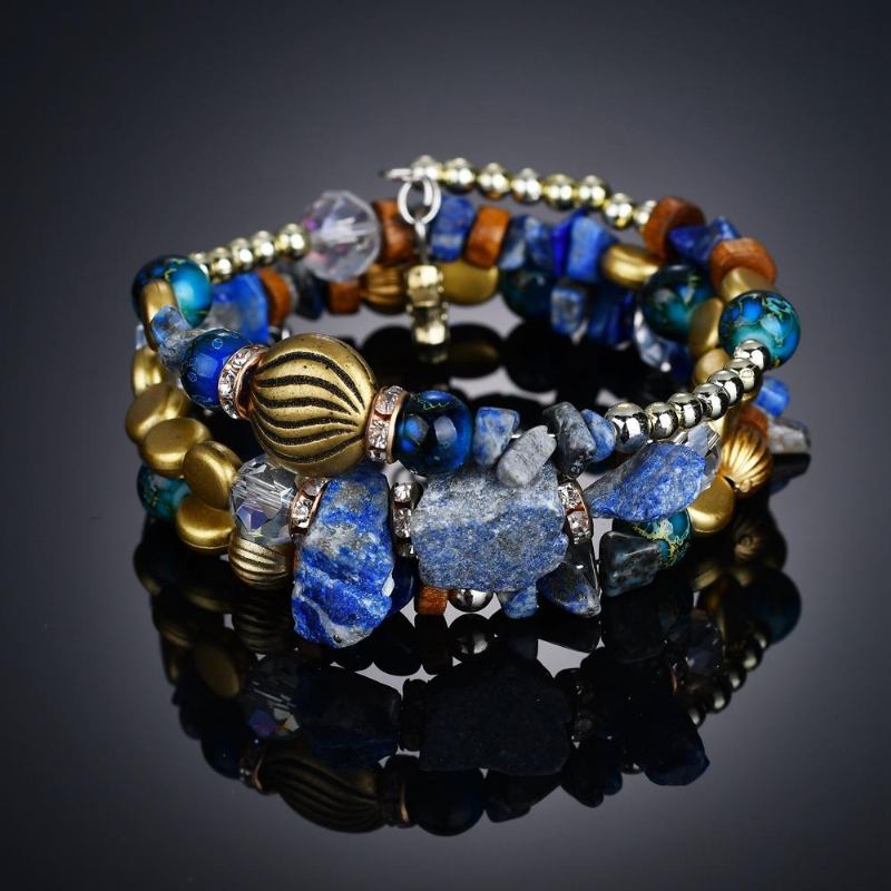 Bohemian Crushed Stone Armbånd Multi Layer Beaded Armbånd Mix Farve Crystal Dame Armbånd