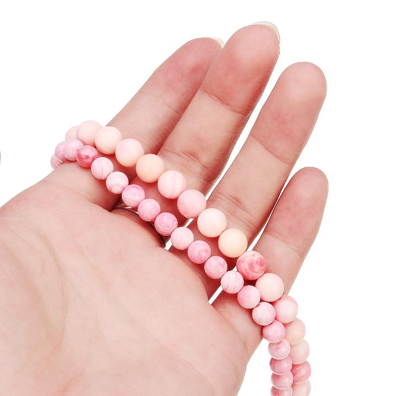 Håndlavet Naturel Pink Queen Conch Shells Runde Perler Stretch Armbånd