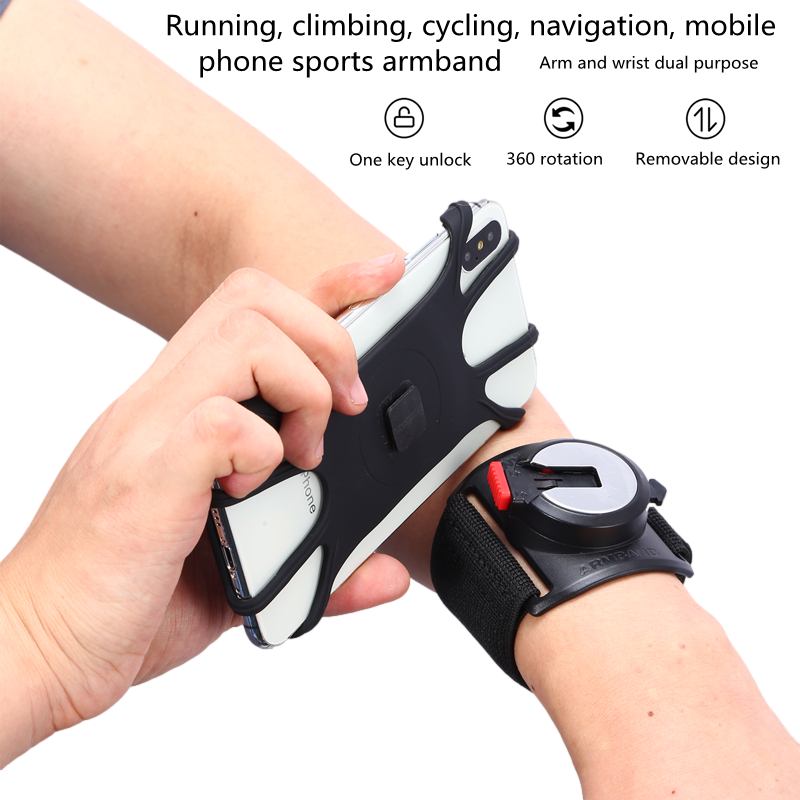 Løb Mobiltelefon Arm Taske Demontering Sports Arm Cover Udendørs Ridning Mobiltelefon Roterende Armbånd