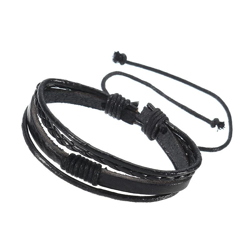 Mænd Multilayer Tribal Woven Surf Læder Armbånd Armbånd