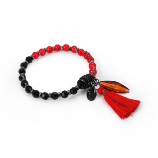 Unikt Damearmbånd Med Røde Perler Love Charm Naturstensperler Kvast Armbånd Smykker Til Kvinder