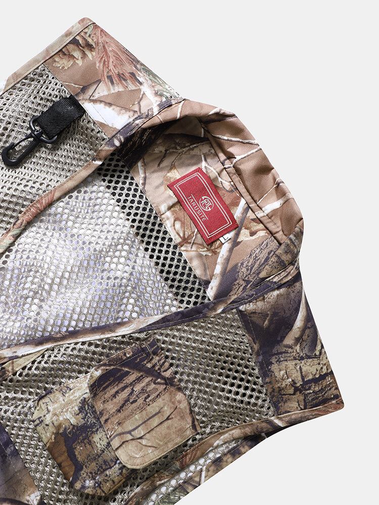 Mænd Mesh Patchwork Lynlås Designet Camping Style Lommeveste