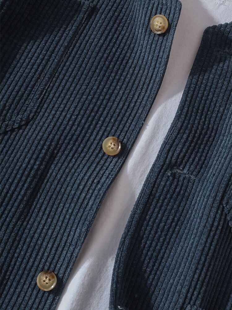 Mænds Corduroy Multi Pocket Button Up Sleeve Vest