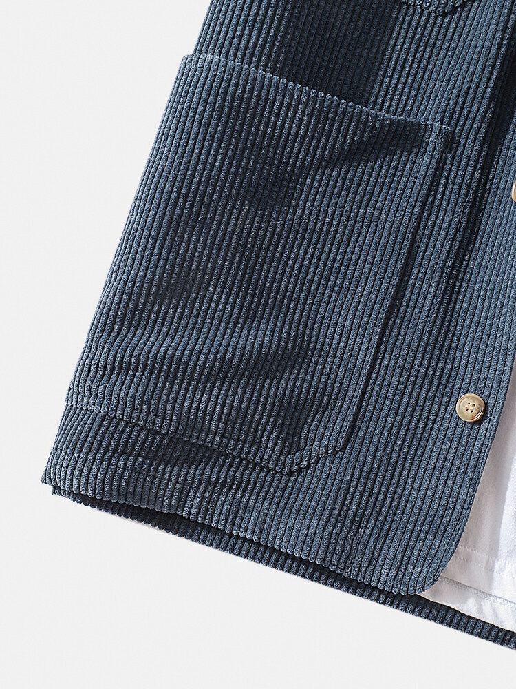 Mænds Corduroy Multi Pocket Button Up Sleeve Vest