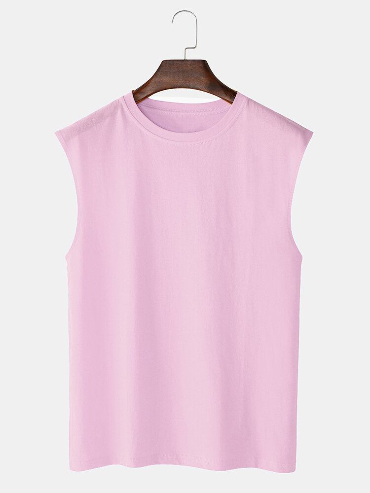 Herre 100% Bomuld Åndbar Ensfarvet Afslappet Tanktop