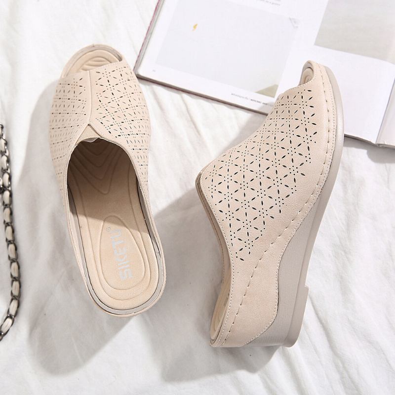 Dame Åndbare Udhulede Peep Toe Wedges Sandaler