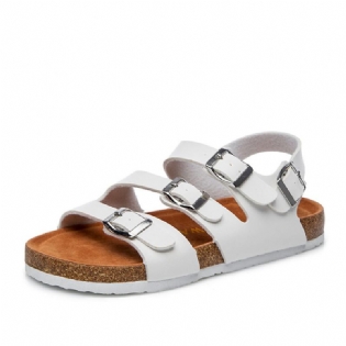 Dame Beach Comfy Triple Buckle Strap Bløde Flade Korksandaler