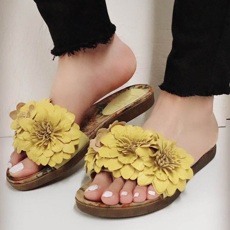 Dame Blomster Decor Åbnet Toe Comfy Slide Sandaler