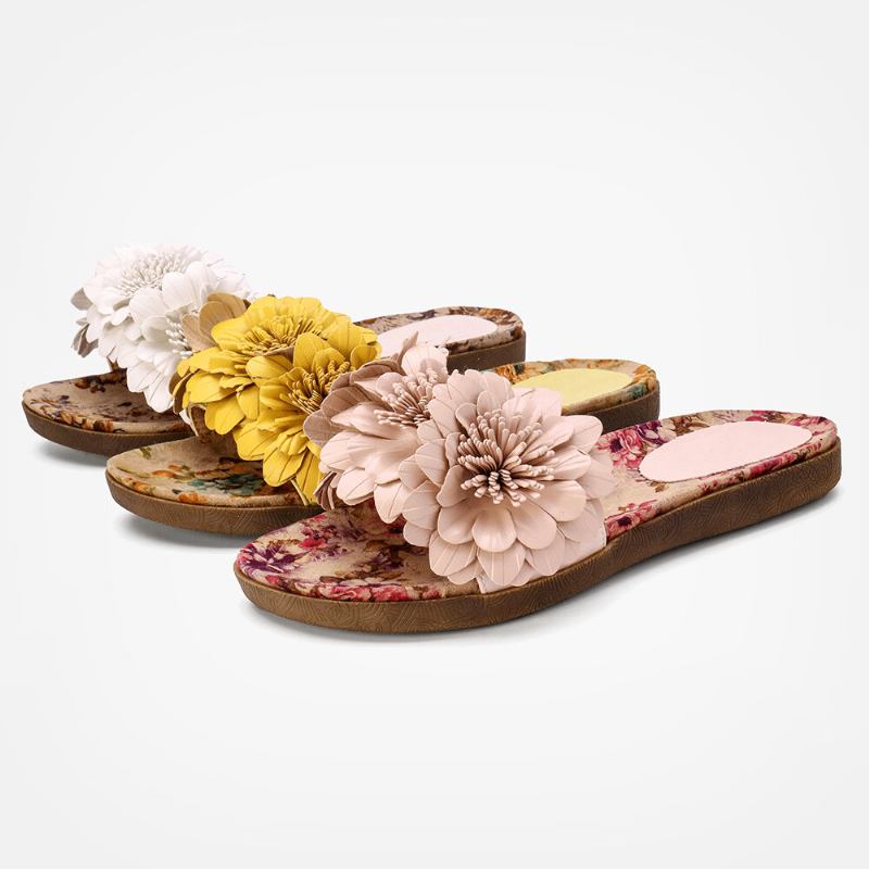 Dame Blomster Decor Åbnet Toe Comfy Slide Sandaler