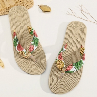 Dame Clip Toe Blomstermassagesåler Beach Flats Sandaler