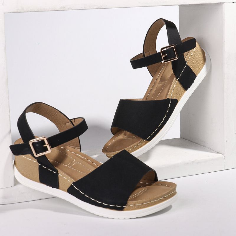 Dame Comfy Open Toe Rocker Sole Slide Sandaler