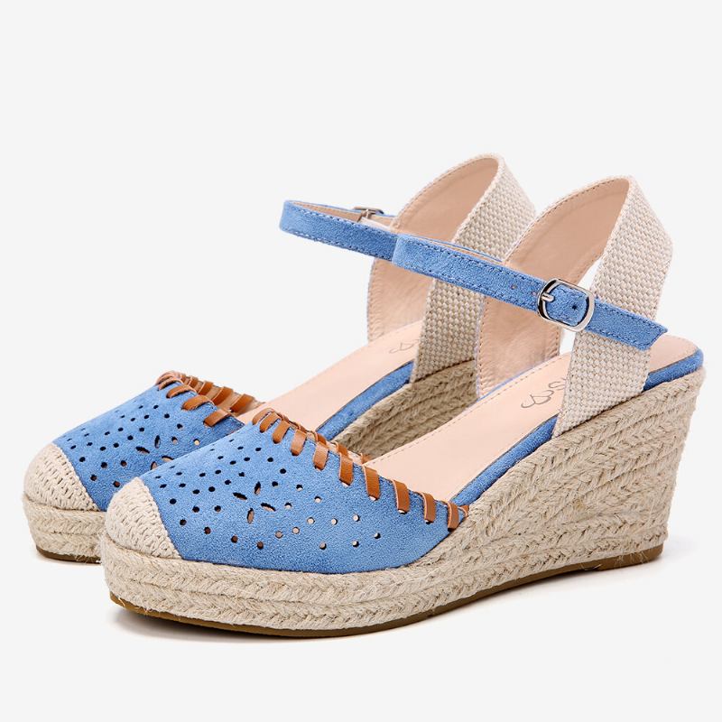 Dame Espadrilles Cutout Ankelrem Casual Wedge Sandaler