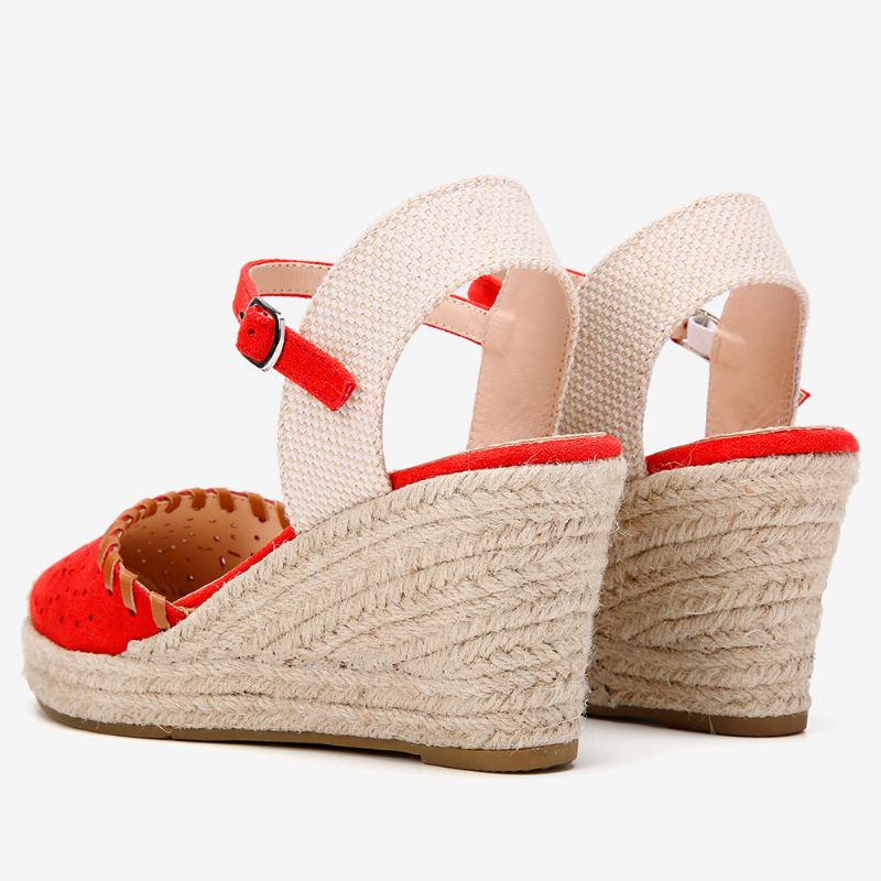 Dame Espadrilles Cutout Ankelrem Casual Wedge Sandaler