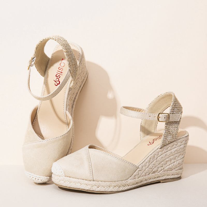 Dame Espadrilles Elastisk Ankelrem Casual Sommer Wedge Sandaler