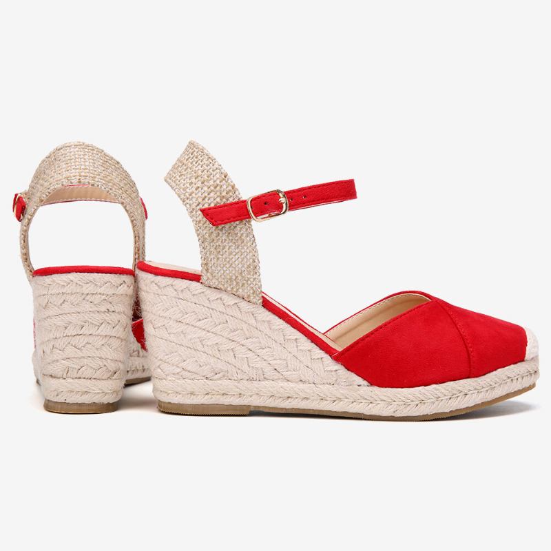 Dame Espadrilles Elastisk Ankelrem Casual Sommer Wedge Sandaler