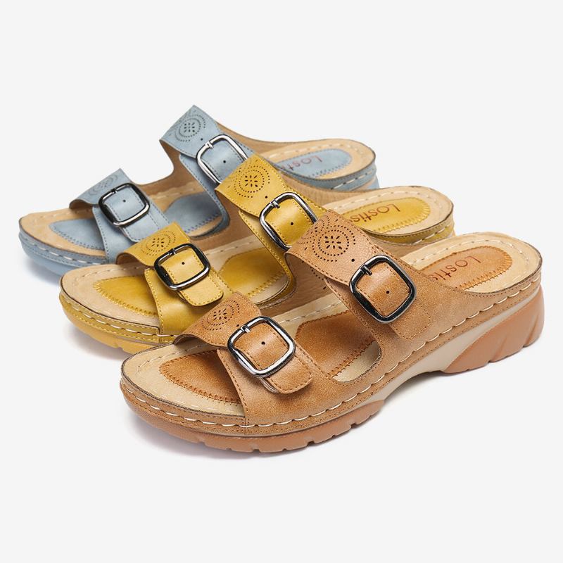 Dame Justerbar Strap Åben Tå Slip On Casual Summer Wedge Sandaler