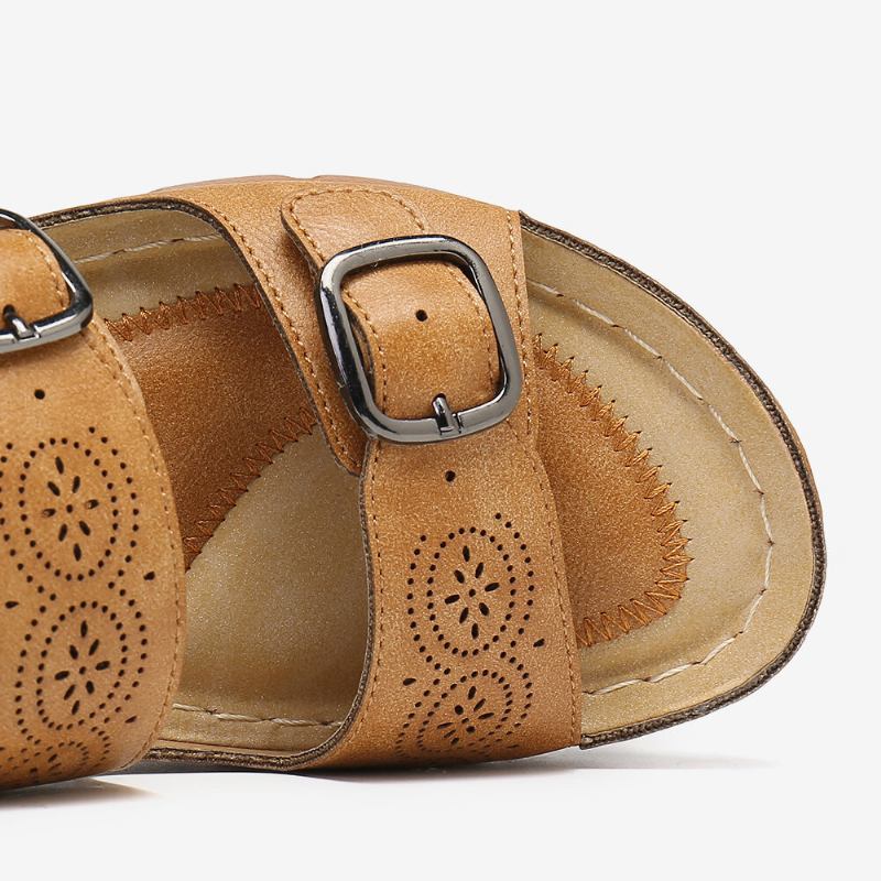 Dame Justerbar Strap Åben Tå Slip On Casual Summer Wedge Sandaler