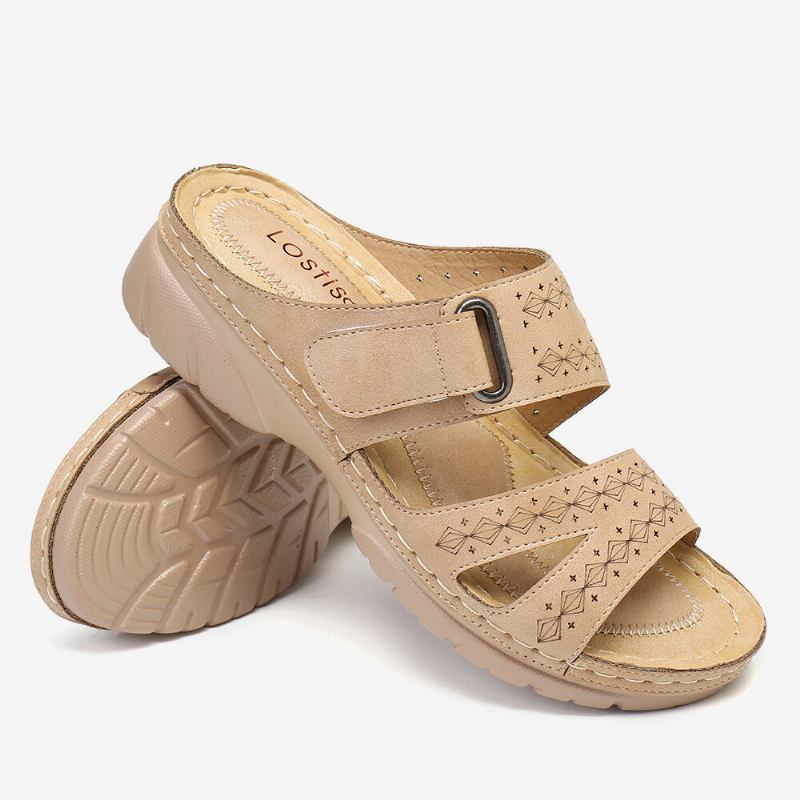 Dame Justerbar Strap Åben Tå Slip On Casual Summer Wedge Sandaler