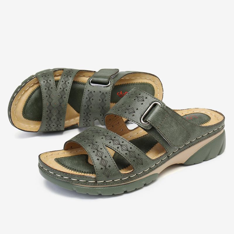 Dame Justerbar Strap Åben Tå Slip On Casual Summer Wedge Sandaler