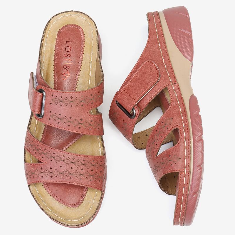 Dame Justerbar Strap Åben Tå Slip On Casual Summer Wedge Sandaler