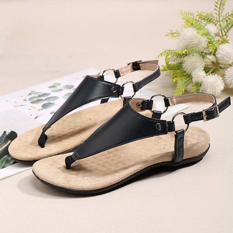 Dame Metal Spænde Flip Flops Casual Flade Slingback Sandaler