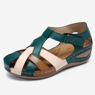 Dameudskæring Farveblok Justerbar Rem Casual Summer Wedge Sandaler