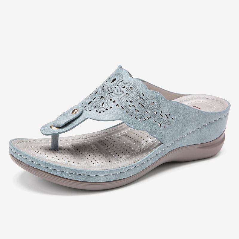 Dameudskæring Flip Flops Clip Toe Slip On Casual Wedge Sandaler