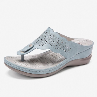 Dameudskæring Flip Flops Clip Toe Slip On Casual Wedge Sandaler