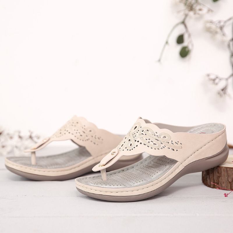 Dameudskæring Flip Flops Clip Toe Slip On Casual Wedge Sandaler