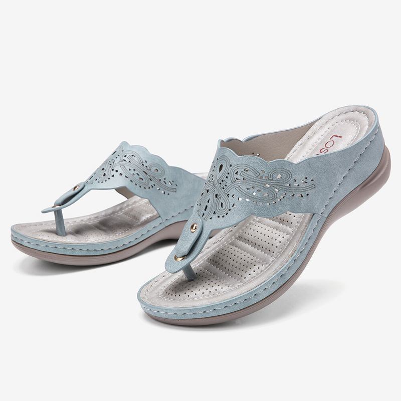 Dameudskæring Flip Flops Clip Toe Slip On Casual Wedge Sandaler