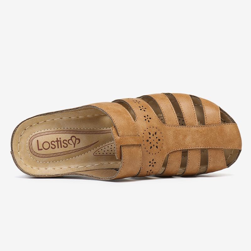 Dameudskæring Lukket Tå-slip On Rygløse Comfy Casual Wedge-sandaler