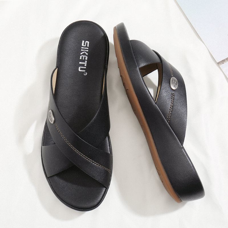 Kvinder Beach Comfy Peep Toe Cross Strap Kiler Hælsandaler