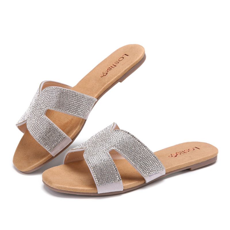 Kvinder Beading Hollow Out Casual Slide Sandaler