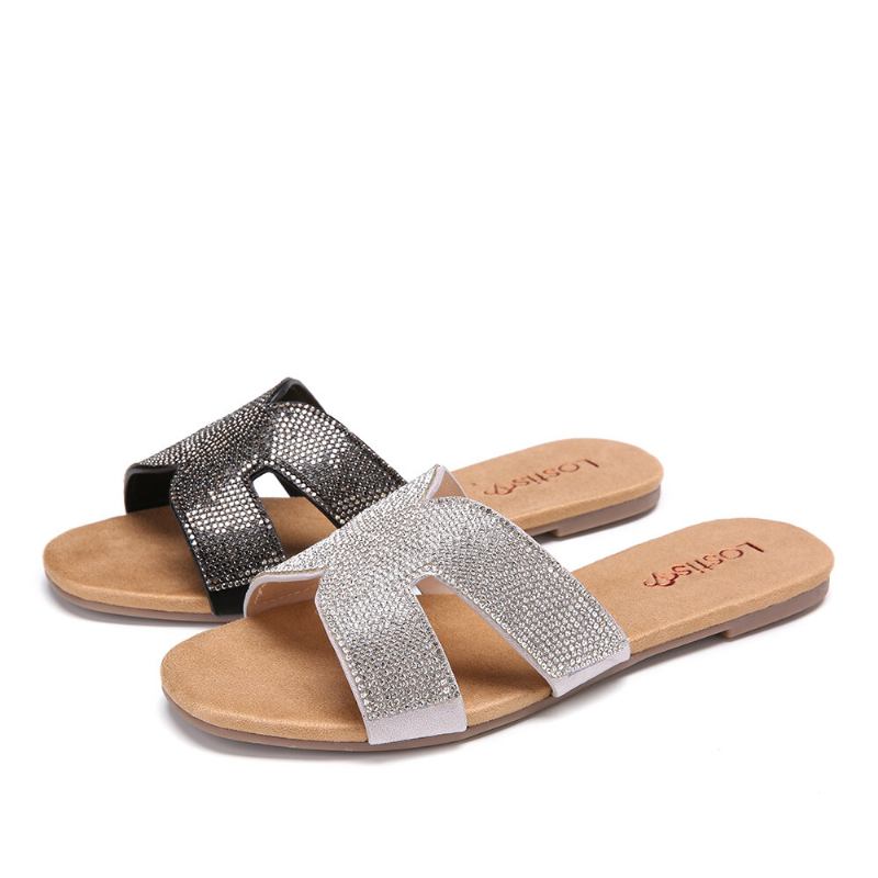 Kvinder Beading Hollow Out Casual Slide Sandaler