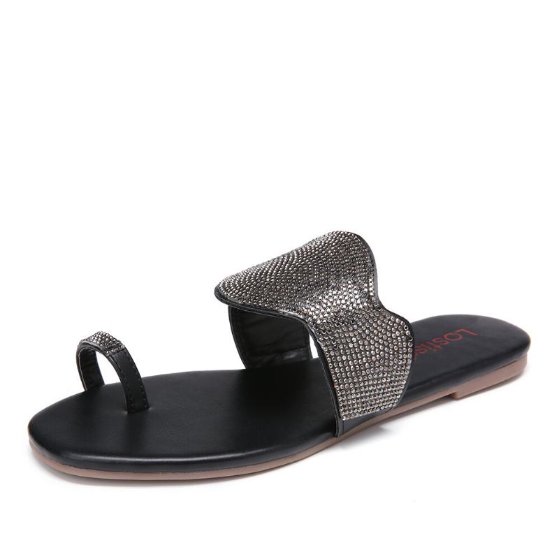 Kvinder Beading Toe Ring Casual Summer Slide Sandaler