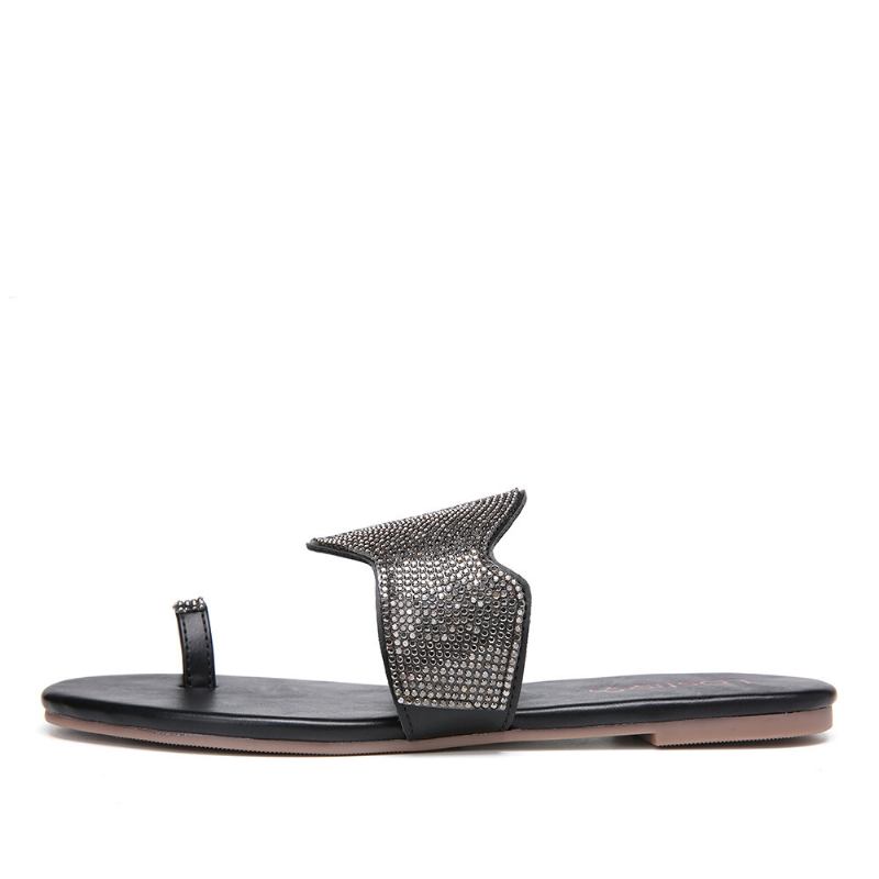 Kvinder Beading Toe Ring Casual Summer Slide Sandaler