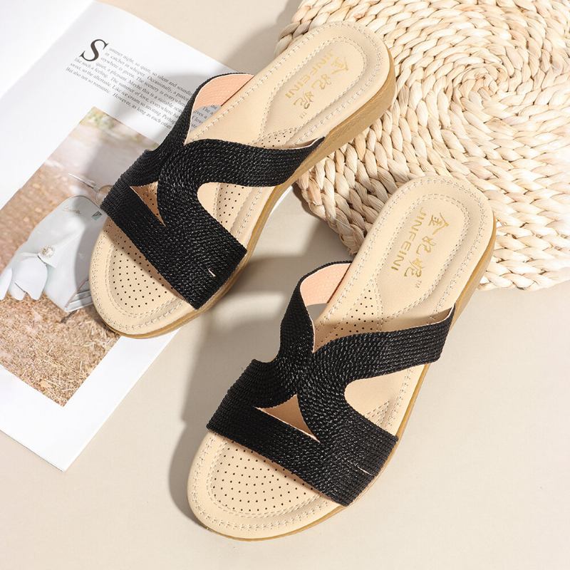 Kvinder Bohemia Weave Cut-out Casual Comfy Wearable Wedges Sandaler