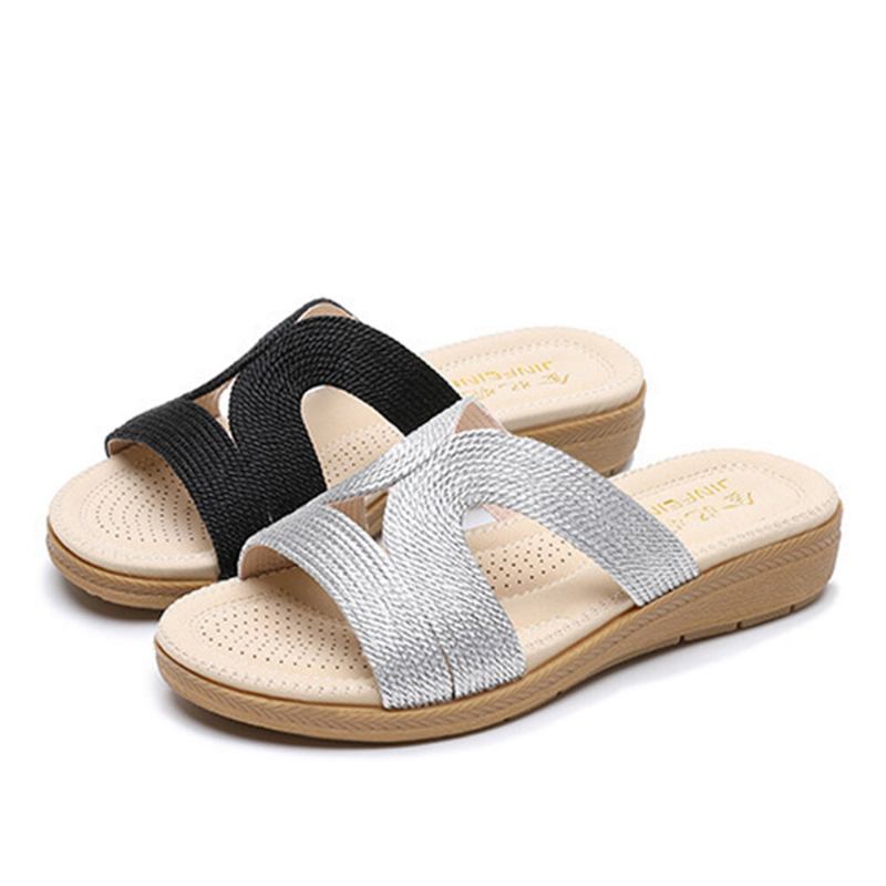 Kvinder Bohemia Weave Cut-out Casual Comfy Wearable Wedges Sandaler