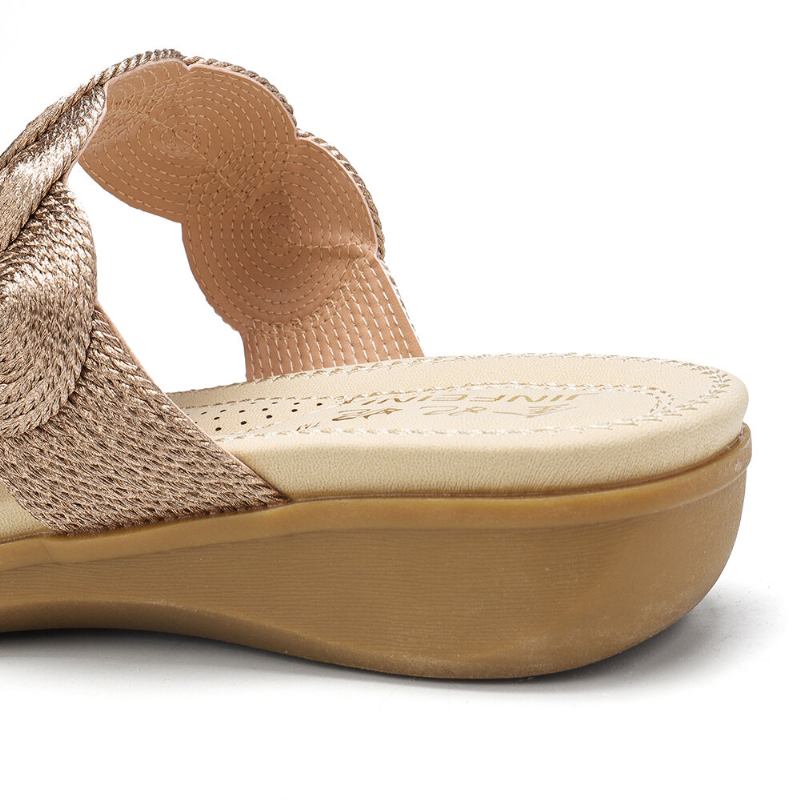 Kvinder Bohemian Double Band Woven Beach Casual Wedges Sandaler