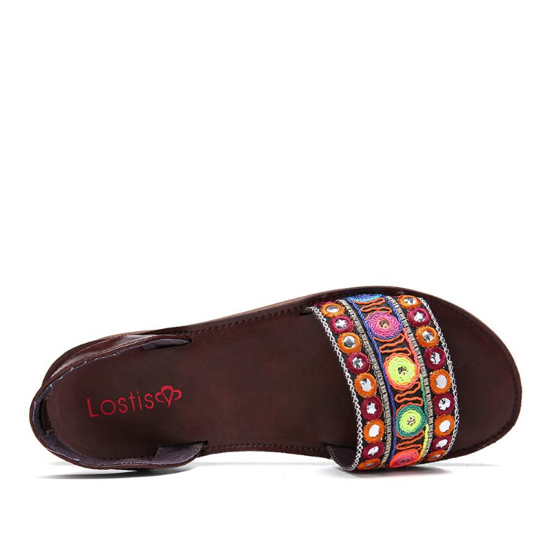 Kvinder Broderi Rhinestone Dekoration Strikkede Casual Sandaler