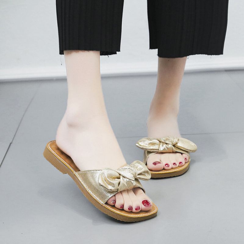 Kvinder Butteryfly Knot Blødbund Flats Chic Slide Sandaler