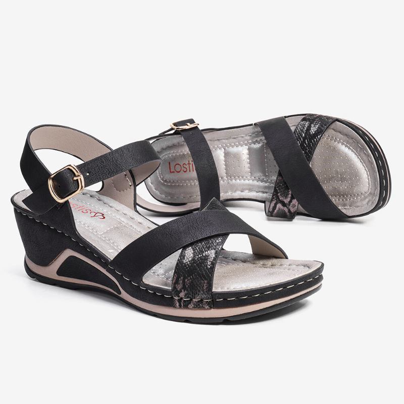 Kvinder Cross Strap Spænde Comfy Casual Wedge Sandaler