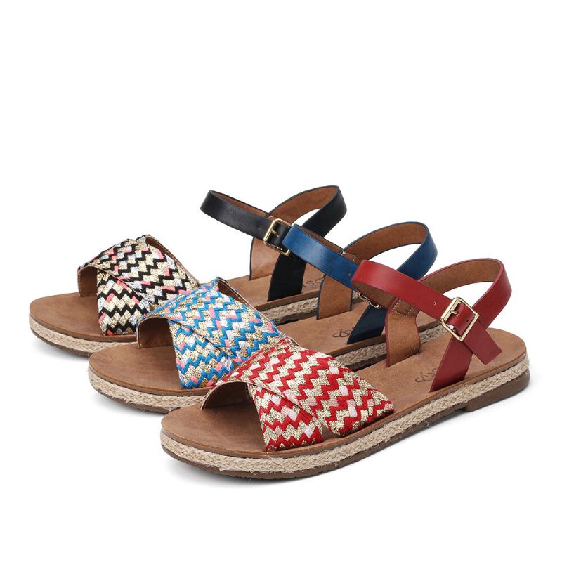 Kvinder Cross Woven Strap Casual Sandaler