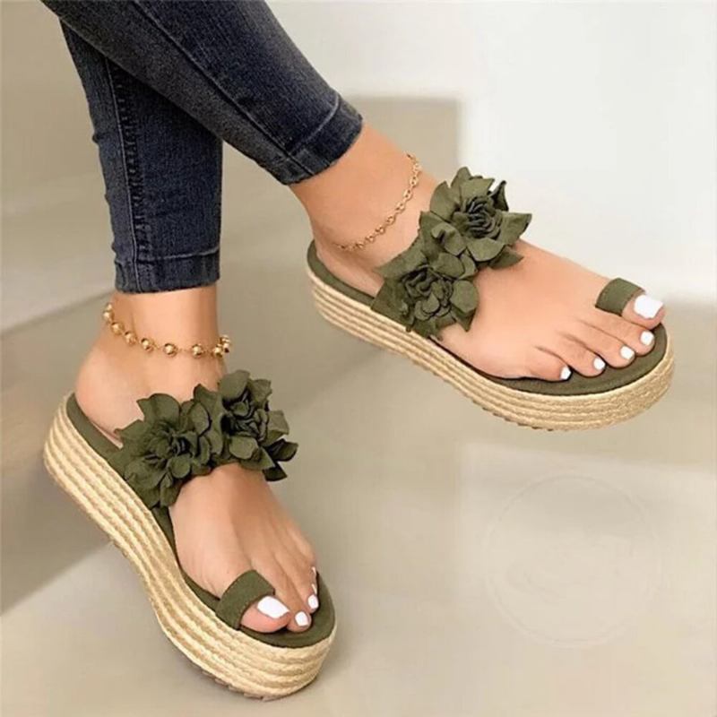 Kvinder Espadriller Blomsterdekoration Tåring Casual Beach Platform Sandaler