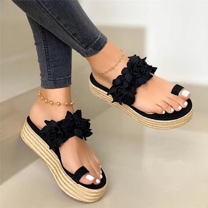 Kvinder Espadriller Blomsterdekoration Tåring Casual Beach Platform Sandaler