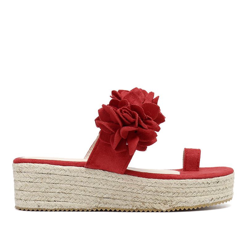 Kvinder Espadriller Blomsterdekoration Tåring Casual Beach Platform Sandaler