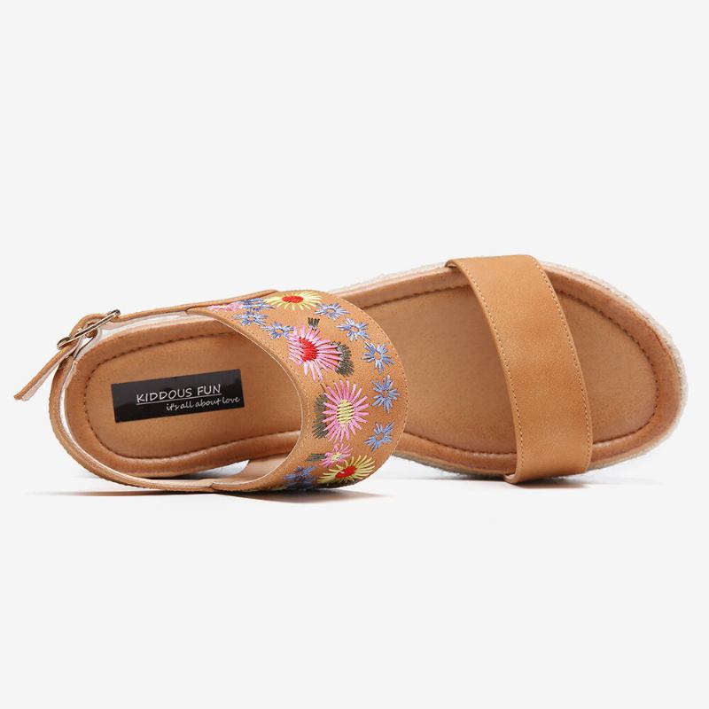 Kvinder Espadriller Broderi Blomster Spænde Strap Slingback Platform Sandaler